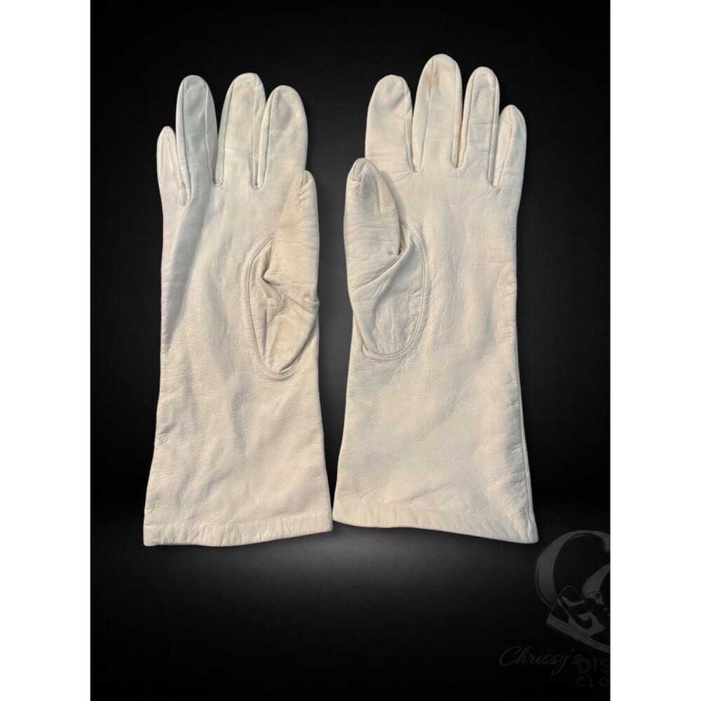 Vintage Miss Aris White Nylon Dress Opera Gloves Size 8 Formal Evening